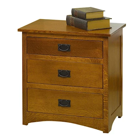 Wide Three Drawer Nightstand